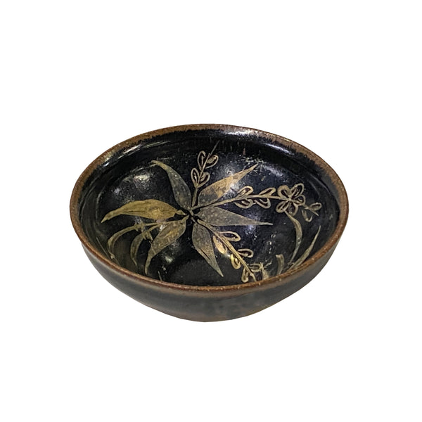 Chinese Ware Brown Black Glaze Flower Pattern Ceramic Bowl Cup Display ws3123S Chinese Ware Brown Black Glaze Flower Pattern Ceramic Bowl Cup Display ws3123S