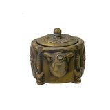 Asian Cast Metal Bronze Color Dragon Accent Teapot Shape Figure Art ws3318S