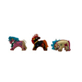Set 3 Chinese Oriental Fabric Artistic Horse Miniature Figure Art ws3304S