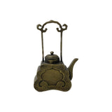 Asian Cast Metal Bronze Color Kid Fish Teapot Shape Display Art ws3460S