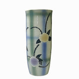 Artistic Flower Blue Green Checker Cross Porcelain Tall Slim Round Vase ws3513S