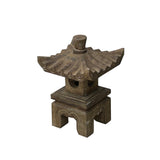 15.5" Rustic Gray Brown Temple Tower Top Pagoda Garden Stone Lantern ws3647S