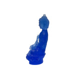 5" Deep Blue Crystal Glass Cross Leg Medicine Amitabha Shakyamuni Buddha ws3669S
