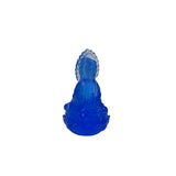 4" Deep Blue Crystal Glass Sitting Lotus Two Faces Bodhisattva Buddha ws3681S