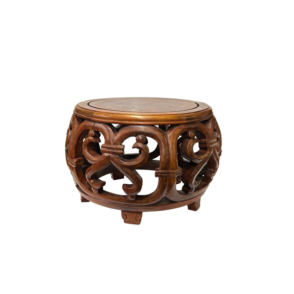 7.75" Chinese Brown Wood Round Table Top Stand Display Easel ws3721S