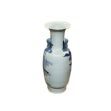 23" Vintage Blue White Scenery Porcelain Elephant Head Ear Art Vase ws4363S