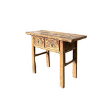 Rustic Raw Bleach Wash Wood Drawers Rectangular Console Side Table ws4429S
