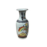 Orient Crackle Gray Warrior Graphic Artistic Pottery Ceramic Vase ws4704S