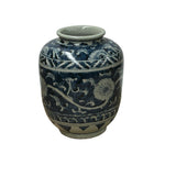 Orient Crackle Blue White Floral Graphic Ceramic Vase ws4713S
