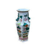 Oriental Hexagonal Floral Peacocks Graphic Porcelain Art Vase ws4733S
