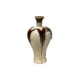 Oriental Silver Color Metal Dragons Motif Ceramic Jar Vase Art ws4801S