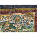 Tibetan Handpainted Fabric Trim Mountains of Buddhas Thangka Framed Art ws4808S