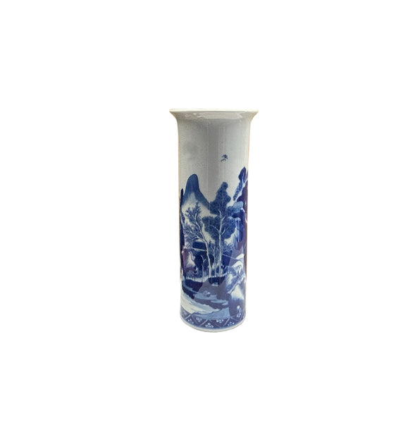 Blue White Oriental Scenery Graphic Cylinder Shape Porcelain Art Vase ws4817S Blue White Oriental Scenery Graphic Cylinder Shape Porcelain Art Vase ws4817S