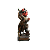 Vintage Wooden Carved Home Guardian God Heaven Soldier Figure With Fire Wheel  ws4883S