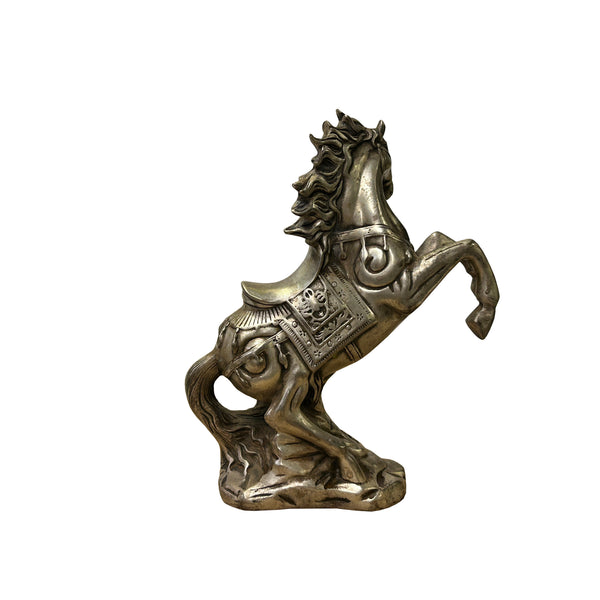 Chinese Silver Pewter Color Mid Rearing Horse Metal Figure Ws4926S 