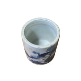 Chinese Distressed White Porcelain Blue Fishes Graphic Holder Vase ws3213S