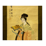 Chinese Color Ink Tong Style Lady Portrait Scroll Painting Wall Art ws3037S