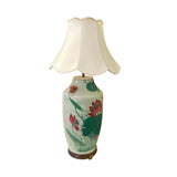 Chinese White Pink Lotus Flower Porcelain Round Base Table Lamp ws3148S