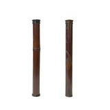 2 x Chinese Bamboo / Wood Carving Tube Incense Holder Display Art ws3179S