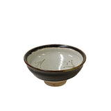 4.75" Chinese Brown Black White Drawing Ceramic Bowl Cup Display ws3326AS