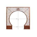 Chinese Brown Flower Ducks Geometric Round Arch Wood Room Divider cs7835S