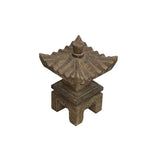 15.5" Rustic Gray Brown Temple Tower Top Pagoda Garden Stone Lantern ws3647S