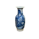 23" Vintage Blue White Scenery Porcelain Elephant Head Ear Art Vase ws4363S
