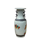 Orient Crackle Gray Warrior Graphic Artistic Pottery Ceramic Vase ws4704S