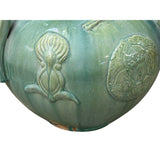 Orient Celadon Green Motif Amphora Body Ceramic Vase Jar ws4712S