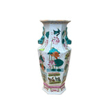 Oriental Hexagonal Floral Peacocks Graphic Porcelain Art Vase ws4733S