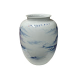 Chinese Blue White Handpaint Mountain Tree Scenery Porcelain Vase ws4762S