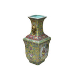 Chinese Yellow Base Canton Famille  Mille Fleurs Porcelain Vase ws4855S