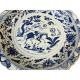 Chinese Blue & White Porcelain Horse Warrior Display Charger Plate ws3093S
