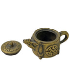 Asian Cast Metal Bronze Color Dragon Accent Teapot Shape Figure Art ws3318S