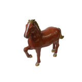 Vintage Chinese Metal Brick Red Golden Tail Fengshui Horse Figure ws3278S