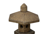 15.5" Chinese Gray Brown Hexagon Top Pagoda Shape Garden Stone Lantern ws3653S