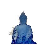 4.75" Blue Crystal Glass Lotus Cross Leg Medicine Amitabha Shakyamuni Buddha ws3666S