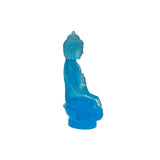 5" Teal Crystal Glass Cross Leg Medicine Amitabha Shakyamuni Buddha ws3667S