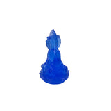 4" Deep Blue Crystal Glass Sitting Lotus Two Faces Bodhisattva Buddha ws3681S