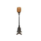 Vintage Chinese Brown Wood Floor Lamp With People Carving Base ws3759S