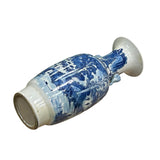 23" Vintage Blue White Scenery Porcelain Elephant Head Ear Art Vase ws4363S