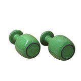 Pair Orient Crackle Pattern Verdant Green Color Pottery Ceramic Vases ws4701P