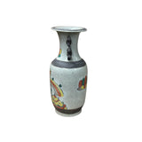 Orient Crackle Gray Warrior Graphic Artistic Pottery Ceramic Vase ws4704S