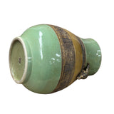 Orient Crackle Green Dragon Motif Ram Heads Artistic Pottery Ceramic Vase ws4706S