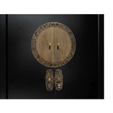 Chinese Oriental Black Moon Face Tall Wedding Armoire Cabinet ws4753S