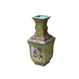 Chinese Yellow Base Canton Famille  Mille Fleurs Porcelain Vase ws4855S