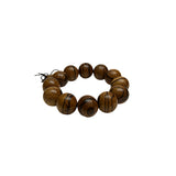 Chinese Brown Stain Cypress Stripe Beads Hand Rosary Praying Bracelet ws4862S