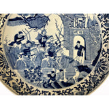 Chinese Blue & White Porcelain Horses Warriors Display Charger Plate ws3094S
