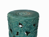 Ceramic Clay Turquoise Cloud Scroll Round Tall Pedestal Table Display Stand cs7785S