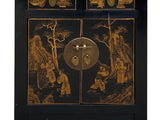Vintage Oriental Distressed People Golden Graphic Black Side Table Cabinet cs7796S